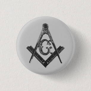 Badge Rond 2,50 Cm Bouton de la broche carré et Compas