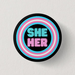Badge Rond 2,50 Cm Bouton de la Fierté Trans Pronoun