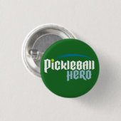Badge Rond 2,50 Cm Bouton de logo "de héros de Pickleball" (vert) (Devant & derrière)