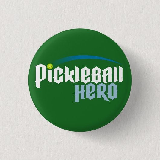 Badge Rond 2,50 Cm Bouton de logo "de héros de Pickleball" (vert) (Devant)