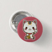Badge Rond 2,50 Cm Bouton de Maneki Neko (chat chanceux) (Devant & derrière)