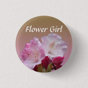 Badge Rond 2,50 Cm bouton de mariage fleurs de rhododendron rose
