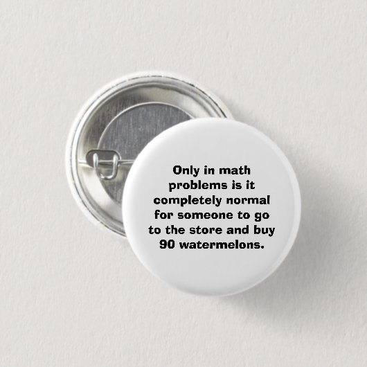 Badge Rond 2,50 Cm Bouton de maths de pastèques (Devant & derrière)