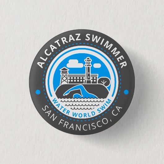 Badge Rond 2,50 Cm Bouton de nageur d'Alcatraz (Devant)