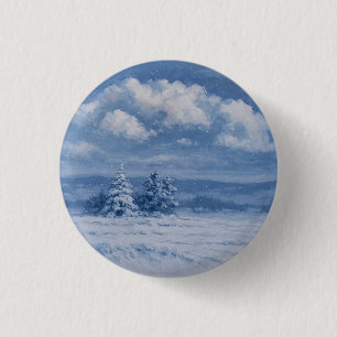 Badge Rond 2,50 Cm Bouton de Noël de la Forêt de neige magique