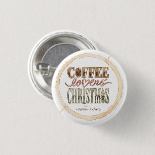 Badge Rond 2,50 Cm Bouton de Noël des amateurs de café en cercle bl