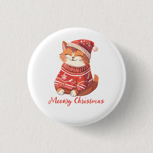 Badge Rond 2,50 Cm Bouton de Noël Meowy - Conception de chat Festive (Devant)