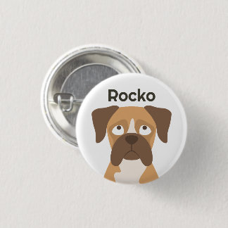 Badge Rond 2,50 Cm Bouton de nom de chien Boxer personnalisé, Nom per