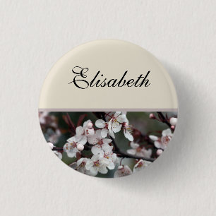 Badge Rond 2,50 Cm bouton de nom de fleurs de prunier