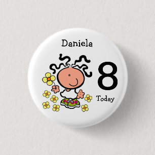 Badge Rond 2,50 Cm Bouton de nom et d'âge d'anniversaire de bande