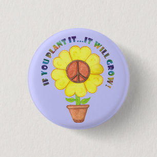 Badge Rond 2,50 Cm Bouton de paix de plante