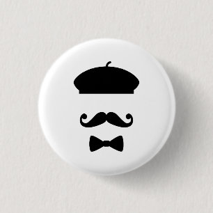 Badge Rond 2,50 Cm Bouton de pictogramme de moustache et de béret