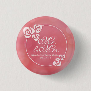 Badge Rond 2,50 Cm Bouton de Pin de M. et de Mme Elegant Floral Frame