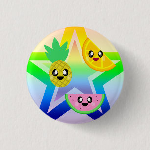 BADGE ROND 2,50 CM BOUTON DE PIN D'ÉTOILE D'ARC-EN-CIEL DE FRUIT DE