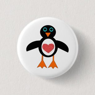 Badge Rond 2,50 Cm Bouton de pingouin du coeur mignon
