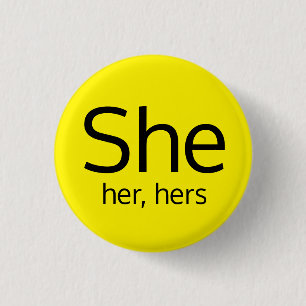Badge Rond 2,50 Cm Bouton de pronoms Elle, Elle, Ses