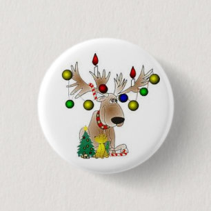 BADGE ROND 2,50 CM **BOUTON DE RÉINDEUR DE NOËL ADORABLE**