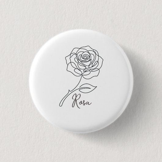 Badge Rond 2,50 Cm Bouton de rose élégant sur une ligne (Devant)