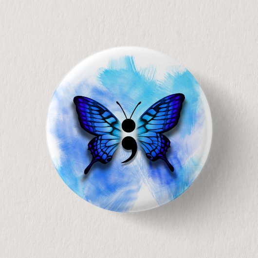 Badge Rond 2,50 Cm Bouton de semicolon de papillon (Devant)