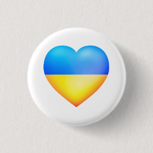 Badge Rond 2,50 Cm Bouton de soutien Ukraine Pavillon ukrainien Coeur