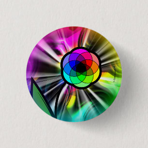 Badge Rond 2,50 Cm Bouton de starburst de marguerite d'arc-en-ciel