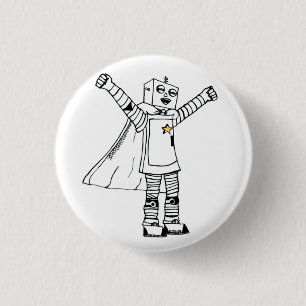 Badge Rond 2,50 Cm Bouton de super héros de robot d'étoile
