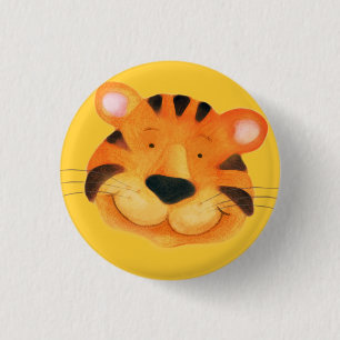 Badge Rond 2,50 Cm Bouton de tigre - orange et jaune