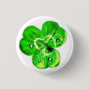 Badge Rond 2,50 Cm Bouton de trèfle avec gouttes de rabot