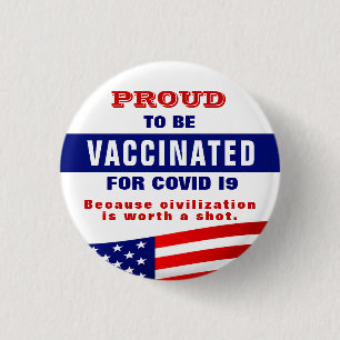 Badge Rond 2,50 Cm Bouton de vaccination Covid 19