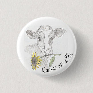 Badge Rond 2,50 Cm Bouton de vache du Kansas
