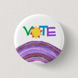 Badge Rond 2,50 Cm Bouton de vote arc-en-ciel avec soleil