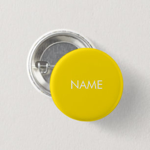 Badge Rond 2,50 Cm Bouton d'épingle minimaliste jaune du nom personn