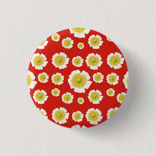 Badge Rond 2,50 Cm Bouton Design de pavot blanc