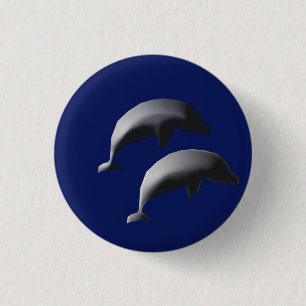Badge Rond 2,50 Cm Bouton Deux Dauphins