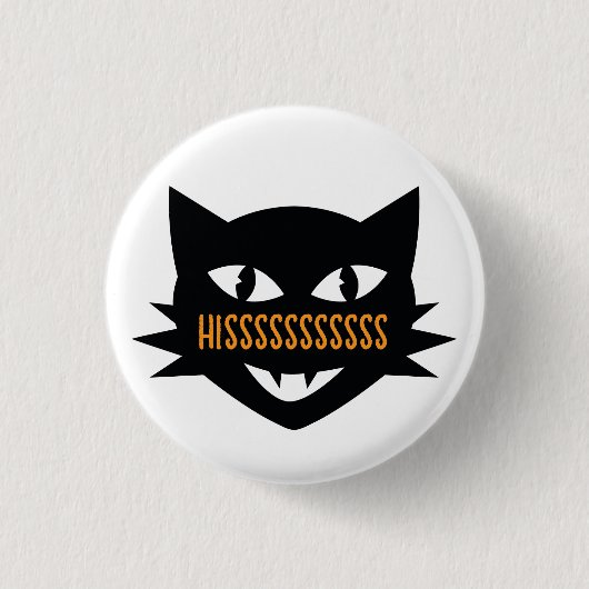 Badge Rond 2,50 Cm Bouton d'Halloween Chat ou Trick (Devant)