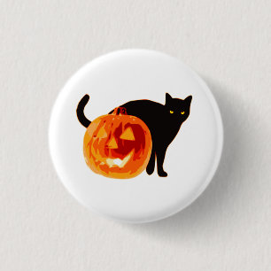 Badge Rond 2,50 Cm Bouton d'Halloween pour chat noir et Jack O' lante