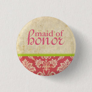 Badge Rond 2,50 Cm Bouton d'honneur de la femme de ménage verte rose