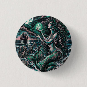 Badge Rond 2,50 Cm Bouton d'horreur nautique de la sirène sombre de S