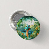 Badge Rond 2,50 Cm Bouton Dinosaure mignon (Devant & derrière)