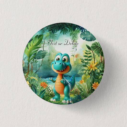 Badge Rond 2,50 Cm Bouton Dinosaure mignon (Devant)