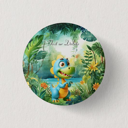Badge Rond 2,50 Cm Bouton Dinosaure mignon (Devant)