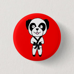 Badge Rond 2,50 Cm Bouton d'ours panda de ceinture noire