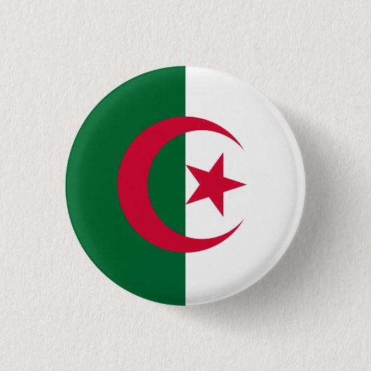 Badge Rond 2,50 Cm Bouton Drapeau Algérie (Devant)