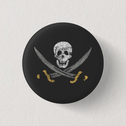 Badge Rond 2,50 Cm Bouton Drapeau Calico Jack Pirate (Devant)