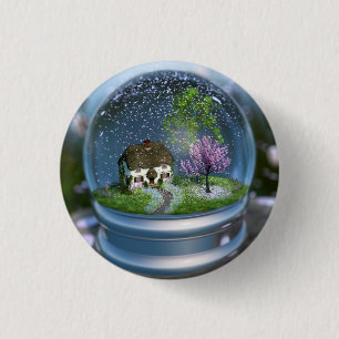 Badge Rond 2,50 Cm Bouton du Globe des cerisiers en fleurs