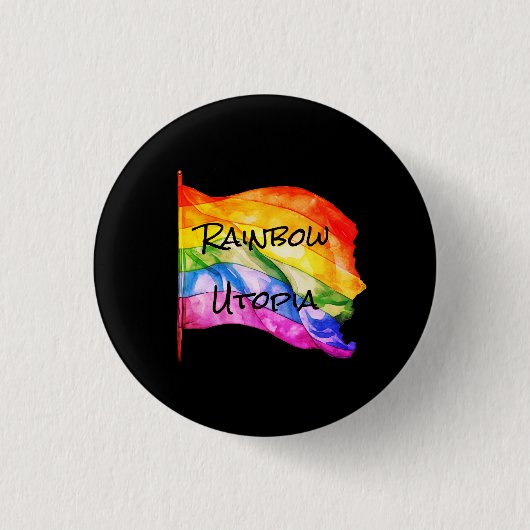 Badge Rond 2,50 Cm Bouton du logo Rainbow Utopia (Devant)