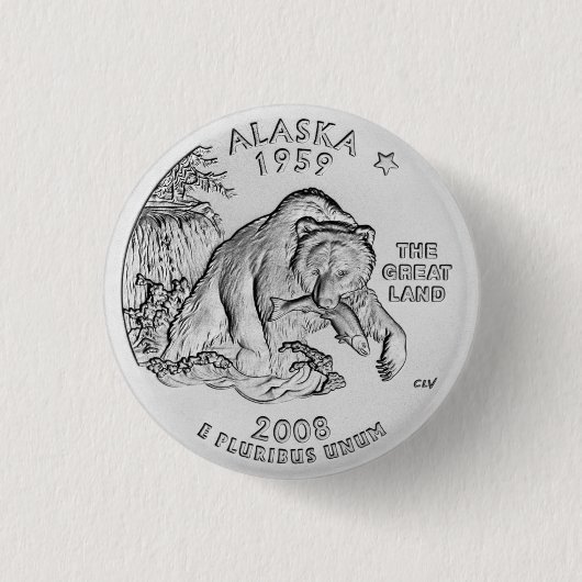 Badge Rond 2,50 Cm Bouton du quart d'Alaska (Devant)