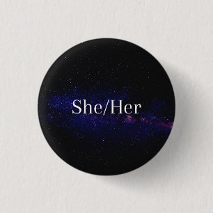 Badge Rond 2,50 Cm Bouton Elle/Son Pronoun