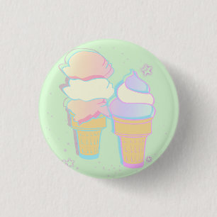 Badge Rond 2,50 Cm Bouton en pastel de crème glacée - menthe