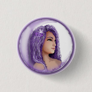 Badge Rond 2,50 Cm Bouton enfant Lune violette